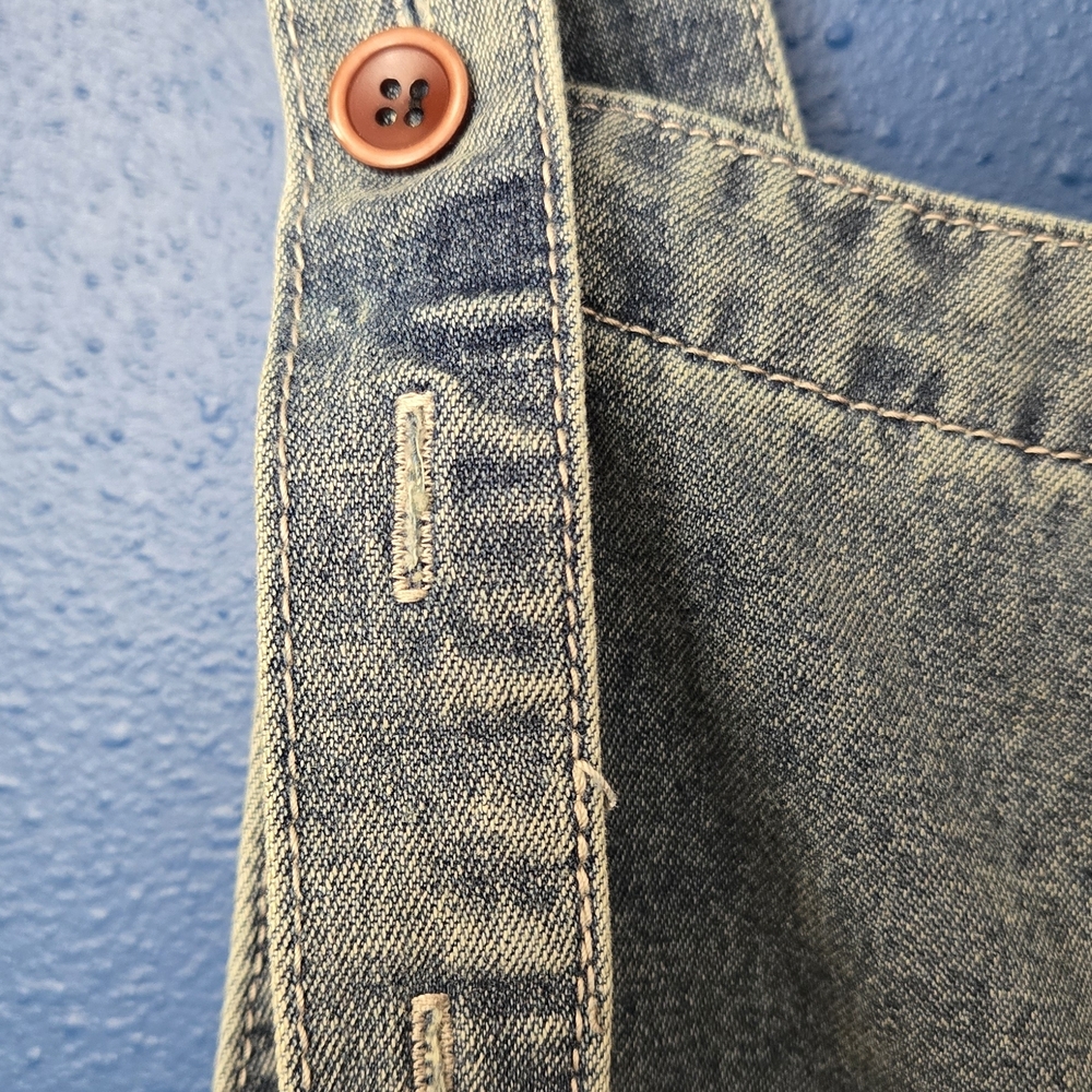Light Blue Distressed Women's Denim Overalls - Picture 4 of 7
